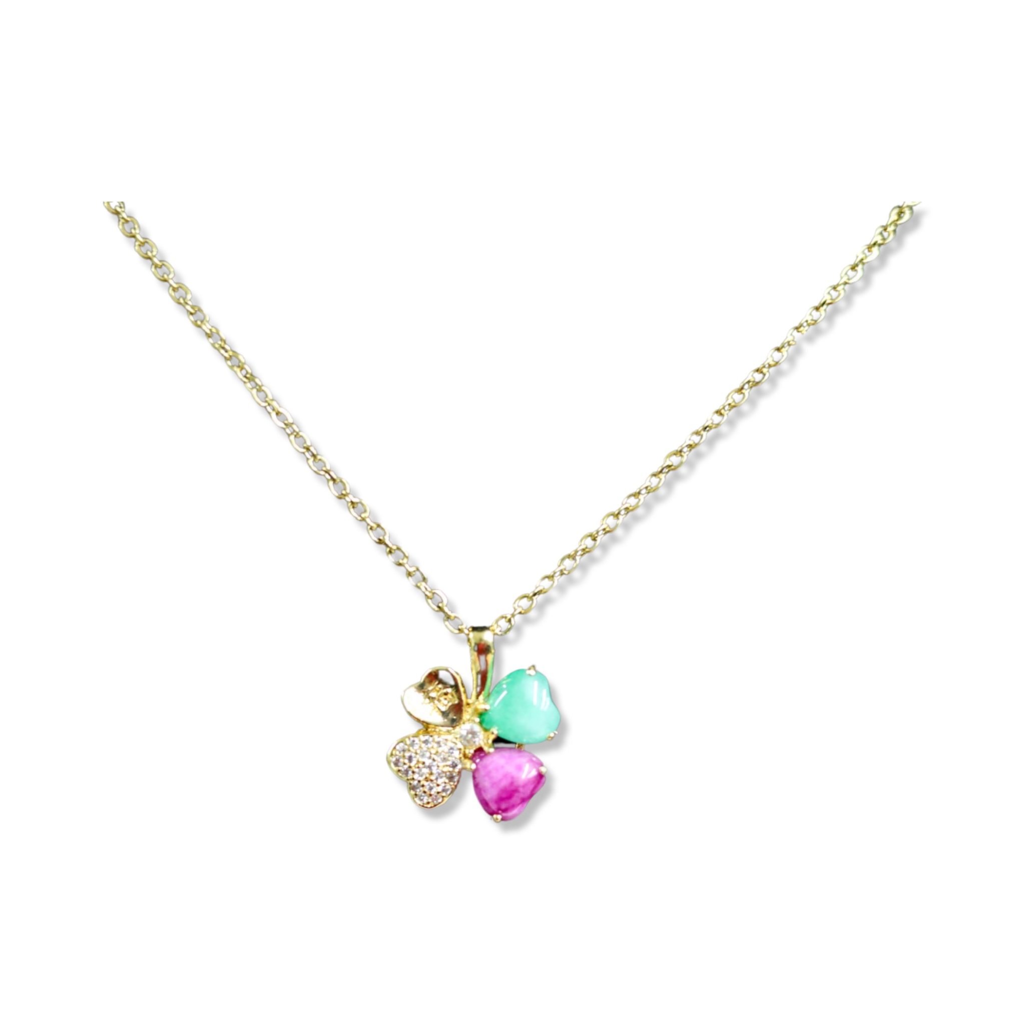 4 leaf clover solid gold necklace