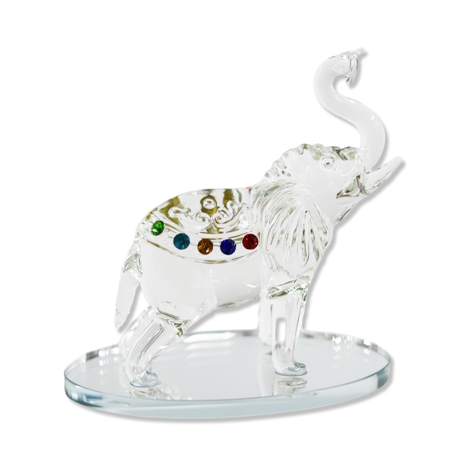 CRYSTAL ELEPHANT W/ CHAKRAS STATUE