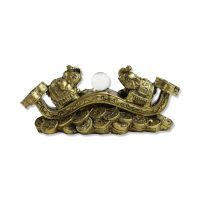 GOLD ELEPHANT W/ CRYSTAL BALL FENG SHUI STATUE