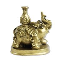 GOLD ELEPHANT WITH GOURD STATUE 3"