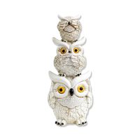 HEAR SEE SPEAK NO EVIL OWL TOWER STATUE (WHITE)