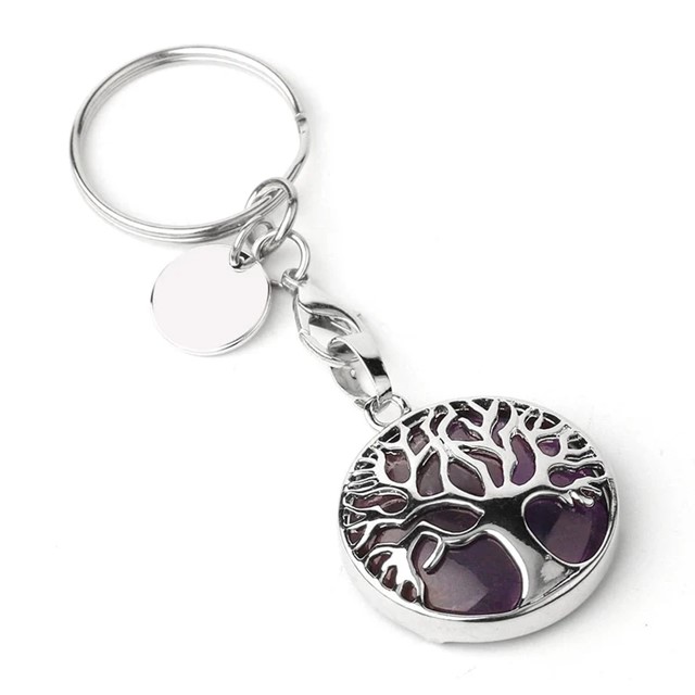 CRYSTAL STONE TREE OF LIFE KEYCHAIN
