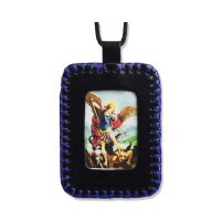 SAINT MICHAEL LEATHER SCAPULAR 3.5"
